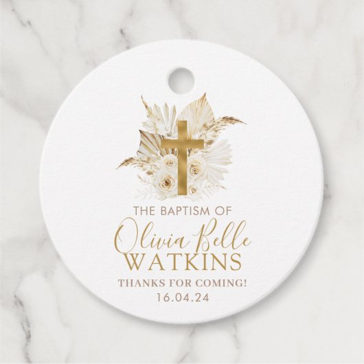 ボホニュートラルドライパームフローラバプテスマ《キリスト教》洗礼式や命名式 フェイバータグ (正面)