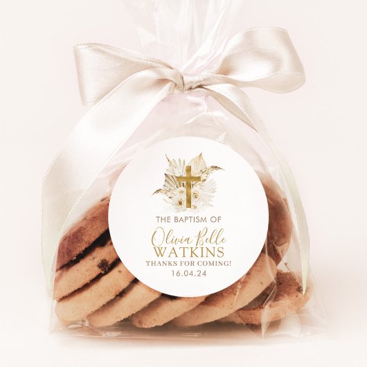 ボホニュートラルドライパームフローラバプテスマ《キリスト教》洗礼式や命名式 ラウンドシール