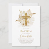 ボホニュートラルドライパームフローラバプテスマ《キリスト教》洗礼式や命名式 招待状 (正面)