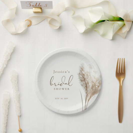ボホニュートラルフッフィンプアスグラスブライダルシャワー ペーパープレート (ウェディング)