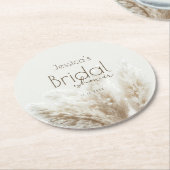 ボホニュートラルフッフィンプアスグラスブライダルシャワー ラウンドペーパーコースター (アングル)