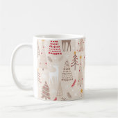ボホニュートラルフラットクリスマスツリーズウッドランド動物 コーヒーマグカップ (左)