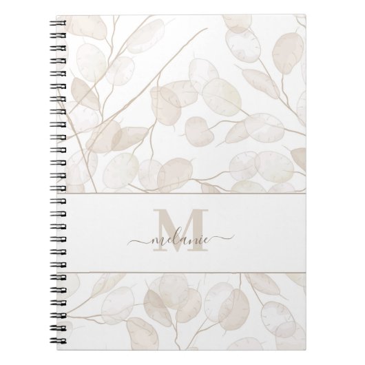 ボホニュートラルルナリア名前をカスタムするイニシャル ノートブック (正面)