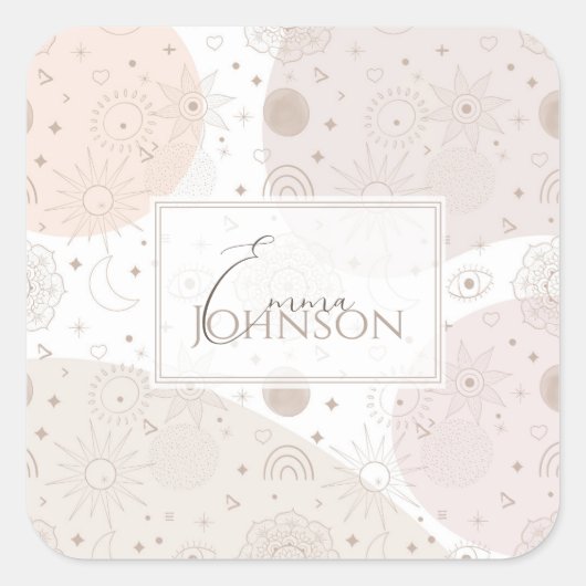 ボホニュートラル宇宙ドードルズエステティックデザイン スクエアシール (正面)