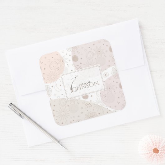 ボホニュートラル宇宙ドードルズエステティックデザイン スクエアシール (封筒)