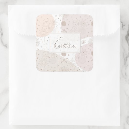 ボホニュートラル宇宙ドードルズエステティックデザイン スクエアシール (バッグ)