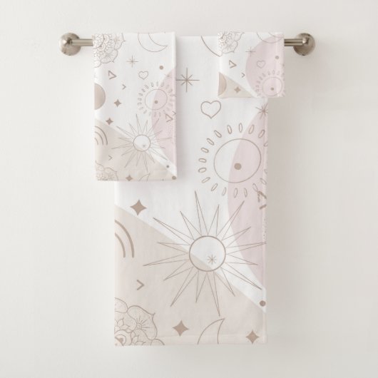 ボホニュートラル宇宙ドードルズエステティックデザイン バスタオルセット (インサイチュ)