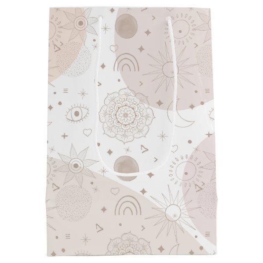 ボホニュートラル宇宙ドードルズエステティックデザイン ミディアムペーパーバッグ (裏面)
