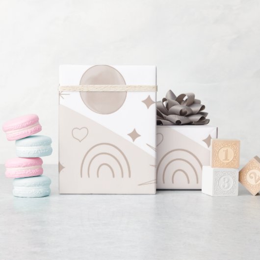 ボホニュートラル宇宙ドードルズエステティックデザイン ラッピングペーパー (ベビーシャワー)