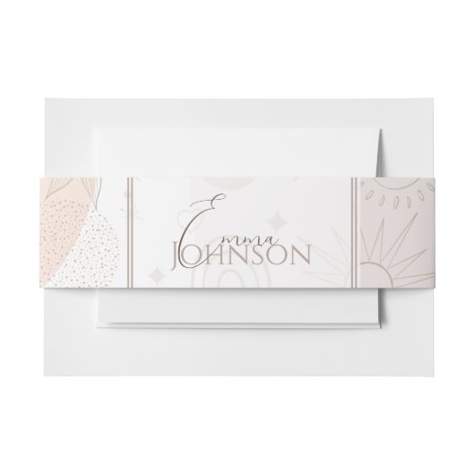 ボホニュートラル宇宙ドードルズエステティックデザイン 招待状ベリーバンド (正面例)