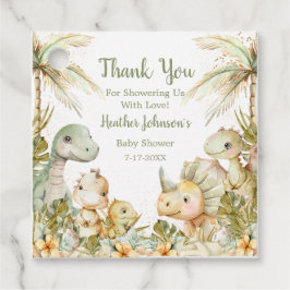 ボホニュートラル恐竜の赤ちゃんシャワー フェイバータグ