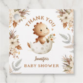 ボホニュートラル恐竜ベビーシャワーメッセージカード フェイバータグ (正面)