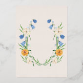 ボホニュートラル水の色ワイルドフラワー結婚のフォイルI 箔招待状 (裏面)