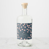 ボホネイビーアンドピンクフローラカスタムブライダルシャワー リキュールボトルラベル (正面)