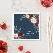 ボホネイビーフローラブルゴーニュ赤面結婚ズナプキンス スタンダードカクテルナプキン (インサイチュ)