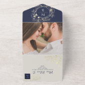 ボホネイビーブルーモノグラムオールインワン招待状 オールインワン招待状 (外側)