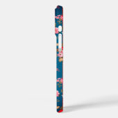 ボホネイビーブルー赤面ピンクフローラバラストライプ金ゴールド Case-Mate iPhoneケース (裏面 / 左)