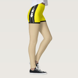 ボホネオンイエローフェイクユニークショーツデザイン レギンス