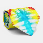 ボホネクタイ染めネイビーブルーアクアイエローレッドターコイズ ネクタイ (ロール)