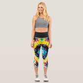 ボホネクタイ染めフォークアート鮮やかレインボーカラー カプリレギンス (正面)