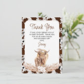 ボホハイランドカウカーフベビーシャワーサンキューカード 招待状 (スタンド正面)