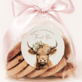 ボホハイランドカウカ子供の誕生日パーティーサンキューユナイズ ラウンドシール