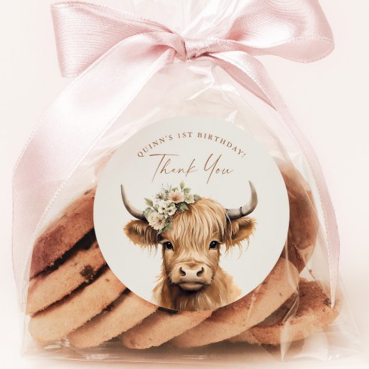 ボホハイランドカウカ子供の誕生日パーティーサンキューユナイズ ラウンドシール