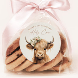 ボホハイランドカウキー子供の誕生日パーティー ラウンドシール