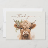 ボホハイランドカウニュートラルカップルベビーシャワー サンキューカード (正面)