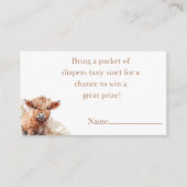 ボホハイランドカウパンパスグラスおむつラッフル エンクロージャーカード (正面)
