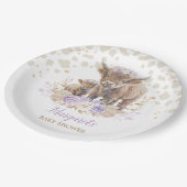 ボホハイランドカウパープルバラフローラベビーガール ペーパープレート (アングル)