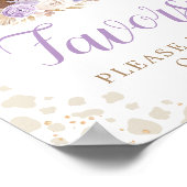 ボホハイランドカウパープル誕生日ウィズサイン ポスター (角)