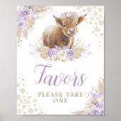 ボホハイランドカウパープル誕生日ウィズサイン ポスター (正面)