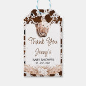 ボホハイランドカウベイビーシャワーありがとうラベル ギフトタグ (正面)
