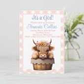 ボホハイランド牛の素朴なフローラ赤ちゃんシャワー 招待状 (スタンド正面)