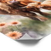 ボホハイランド牛アートプリント、ハイランド牛デコール ポスター (角)