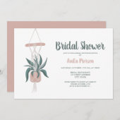 ボホハウスでフローラグリーンピンクブライダルシャワー 招待状 (正面/裏面)