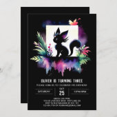 ボホハッピーキャット誕生日 招待状 (正面/裏面)