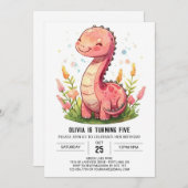 ボホハッピーピンクディオナンスール誕生日 招待状 (正面/裏面)