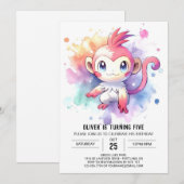 ボホハッピーモンキー誕生日 招待状 (正面/裏面)