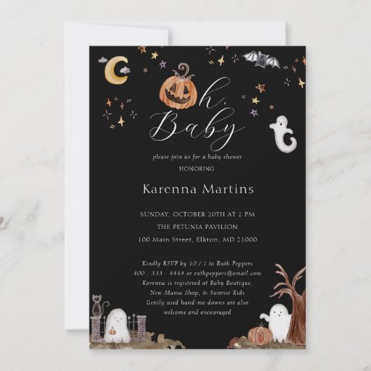 ボホハロウィン男女兼用オ赤ちゃんシャワー 招待状 (正面)