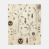 ボホハロウィーンマスク&植物渦巻きパターン フリースブランケット (正面)