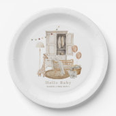 ボホハローベビー子供部屋ワードローベクリブベビーベイビーシャワー ペーパープレート (正面)