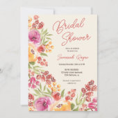 ボホハンドウォー絵を描タカラーフローラブライダルシャワー 招待状 (正面)