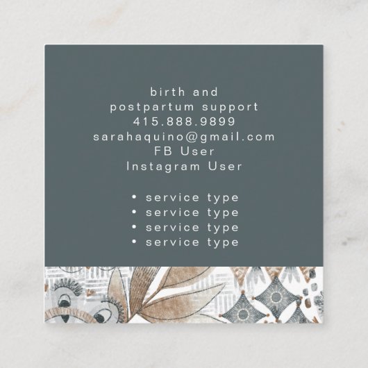 ボホハンドドローシェイプズドゥラ誕生サービス スクエア名刺 (裏面)