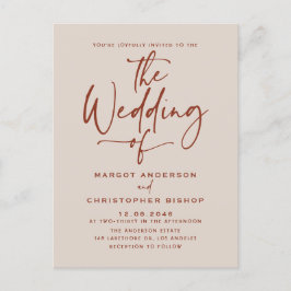 ボホハンドレタータードカリグラフィテ結婚ラコッタ インビテーションポストカード