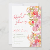 ボホハンド絵を描フローラ水彩ブライダルシャワー 招待状 (正面)