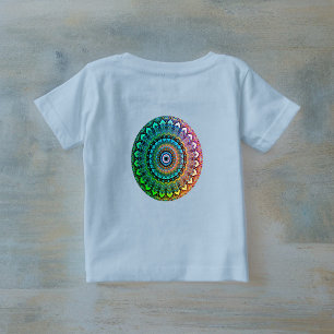 ボホハートズウィズレインボーカラーズマンダラベビーティー ベビーTシャツ