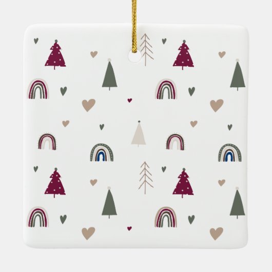 ボホハートメリーアーチ結婚したとクリスマス セラミックオーナメント (裏面)
