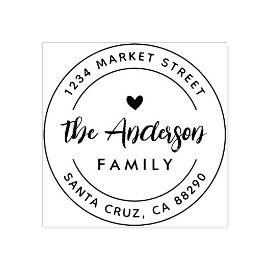 ボホハートラウンドファミリー名差出人住所 ラバースタンプ (インプリント)